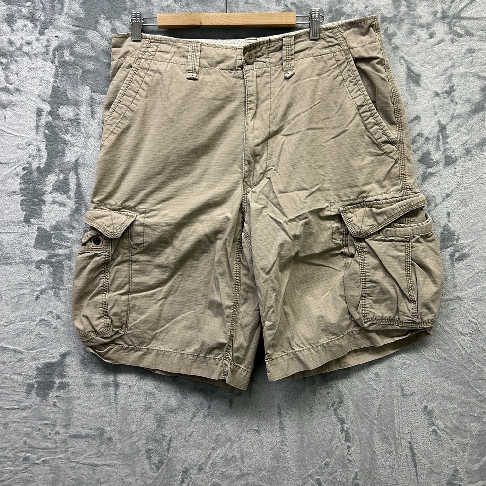 Polo Jeans Co. Shorts Mens 36 Beige Cargo Ripstop Baggy Relaxed Skater